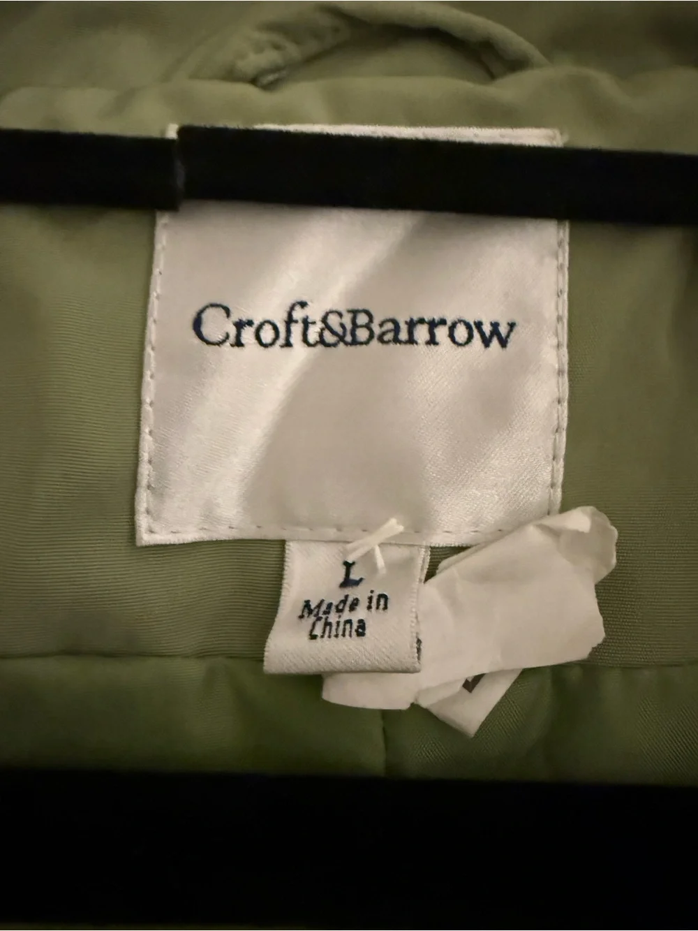 Croft & Barrow Sage Green Hooded Rain Jacket Coat Belted Women’s Large
